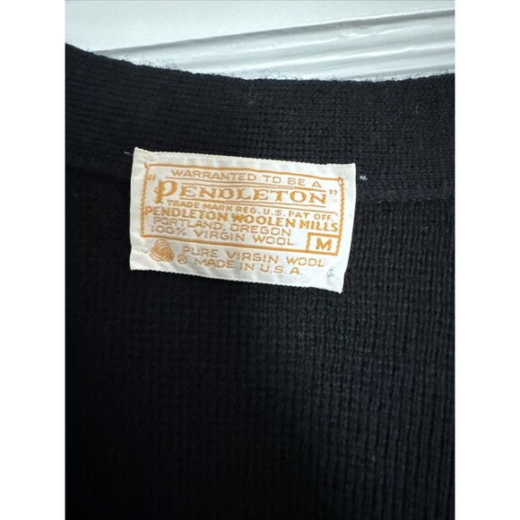 Pendleton Women’s Sweater Black Medium Cardigan Portland,OR 100% Virgin Wool USA - Picture 2 of 12
